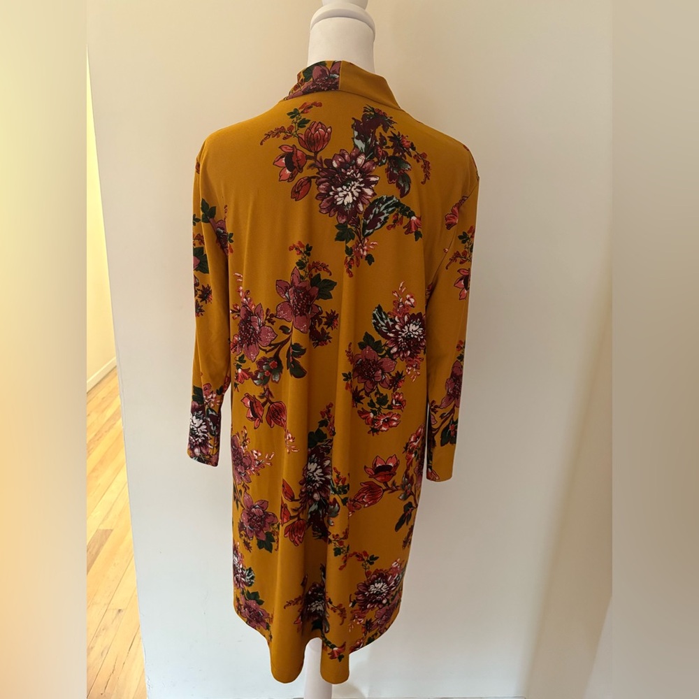 Large As U Wish Mustard Floral Mini Mock Neck Shift Dress - Picture 4 of 8